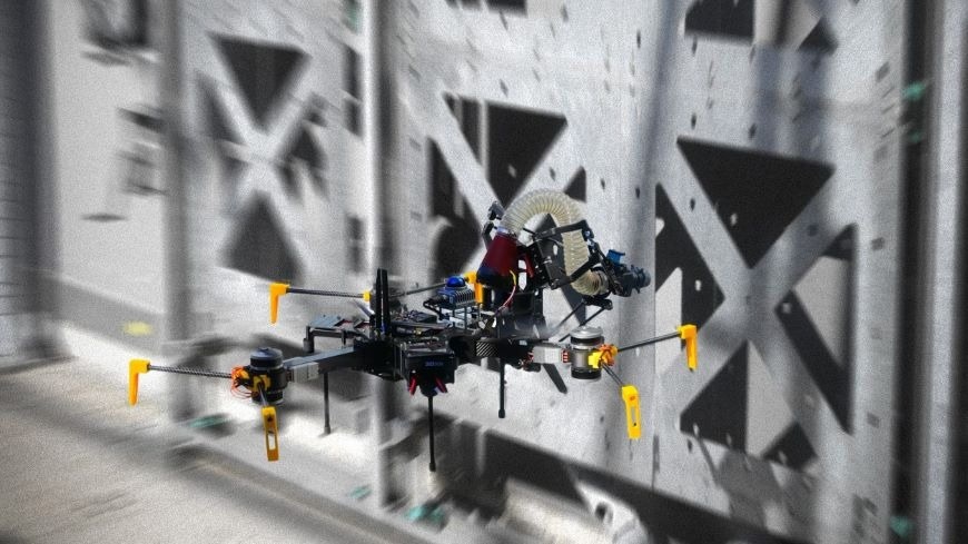 Test wall at the DroneHub with modular components for experiments with flying construction robots